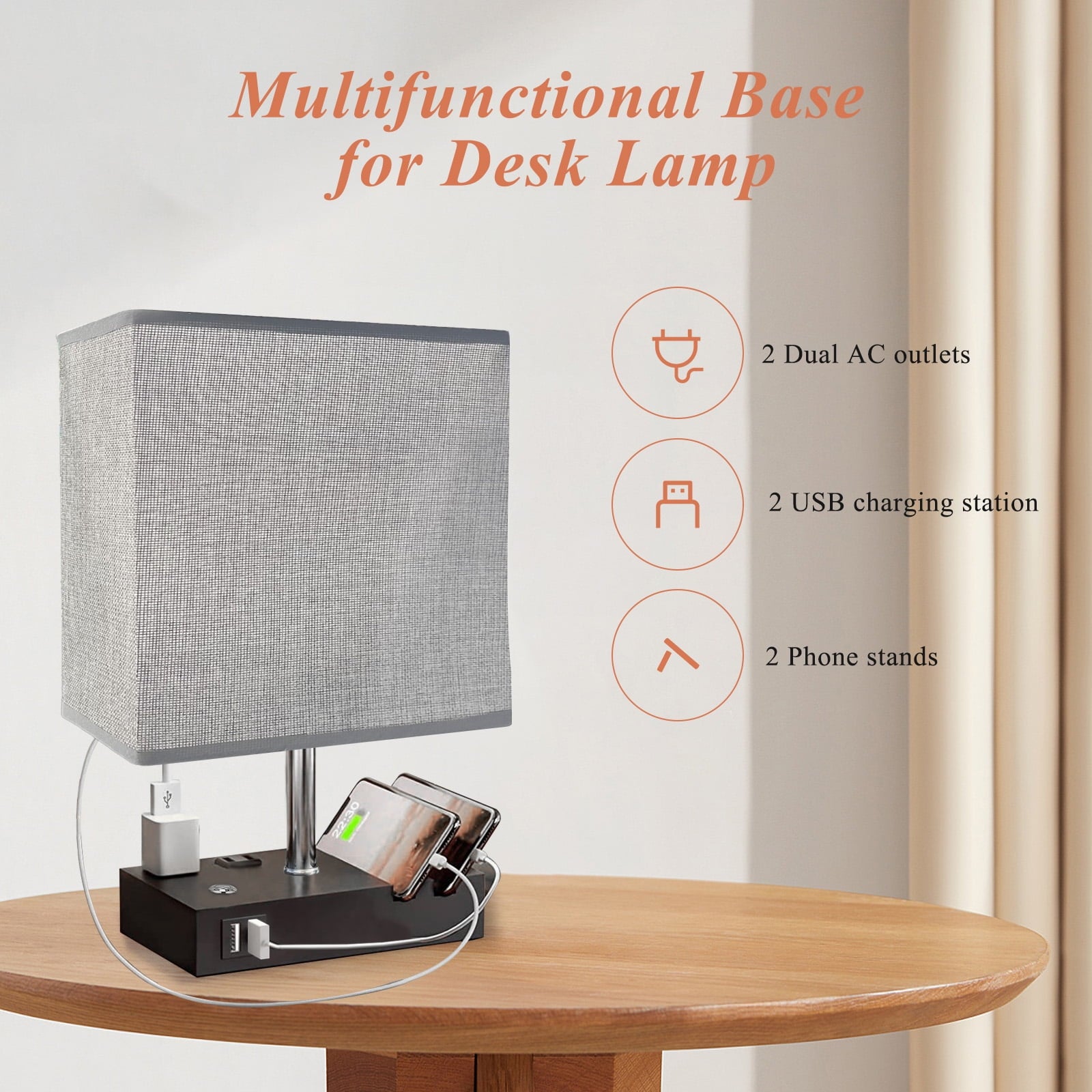Cozylumi™ IJIL Table Lamp for Bedroom, 15.7" Two Fast USB Charging Ports Touch Desk