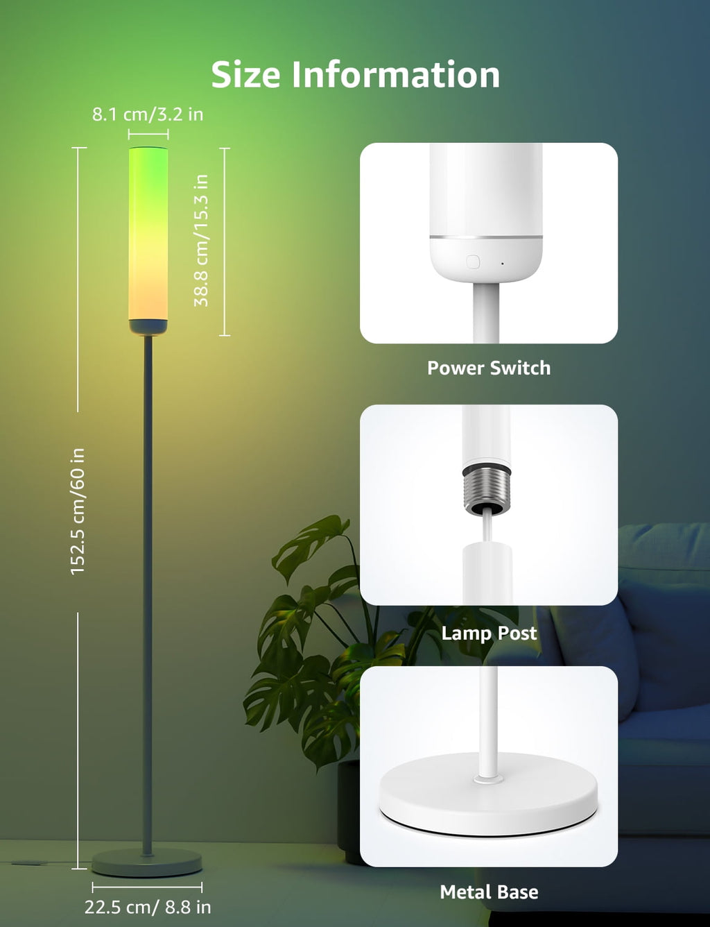 Cozylumi™ Lepro O1 AI Smart LED Corner Floor Lamp with AI Voice Control, RGB + Tunable
