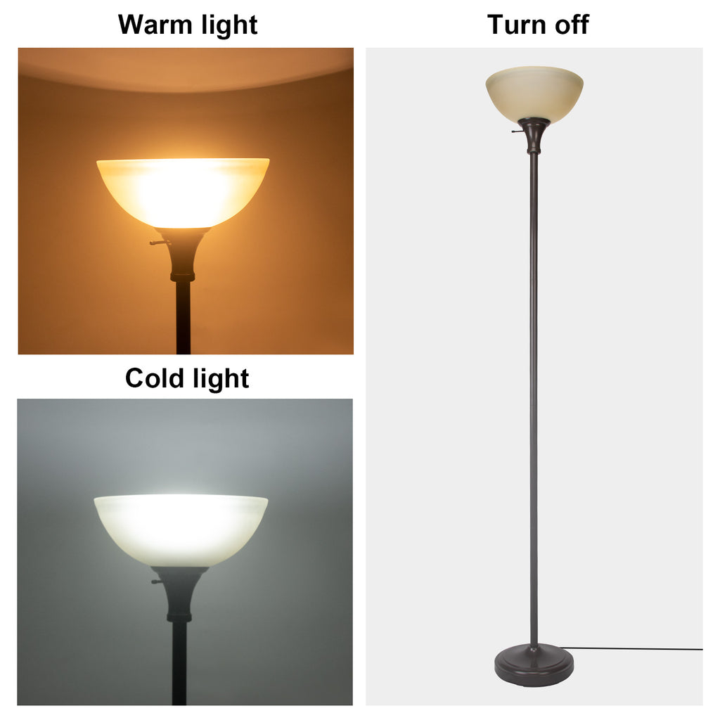 Cozylumi™ HonoDing 72-inch Floor Lamp with Frosted White Glass Shade in Vintage Art