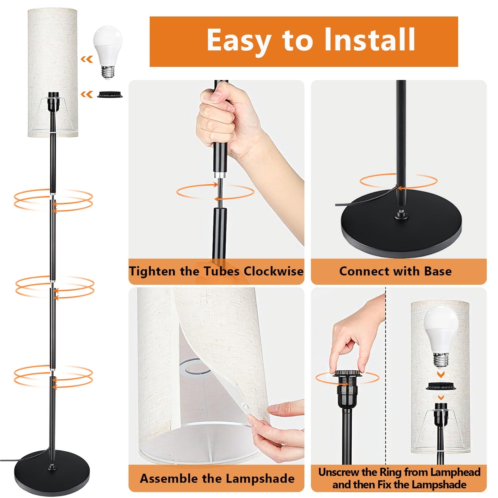 Cozylumi™ Kisportee 67" Dimmable Floor Lamps for Living Room | 3000K-6500K, Remote &