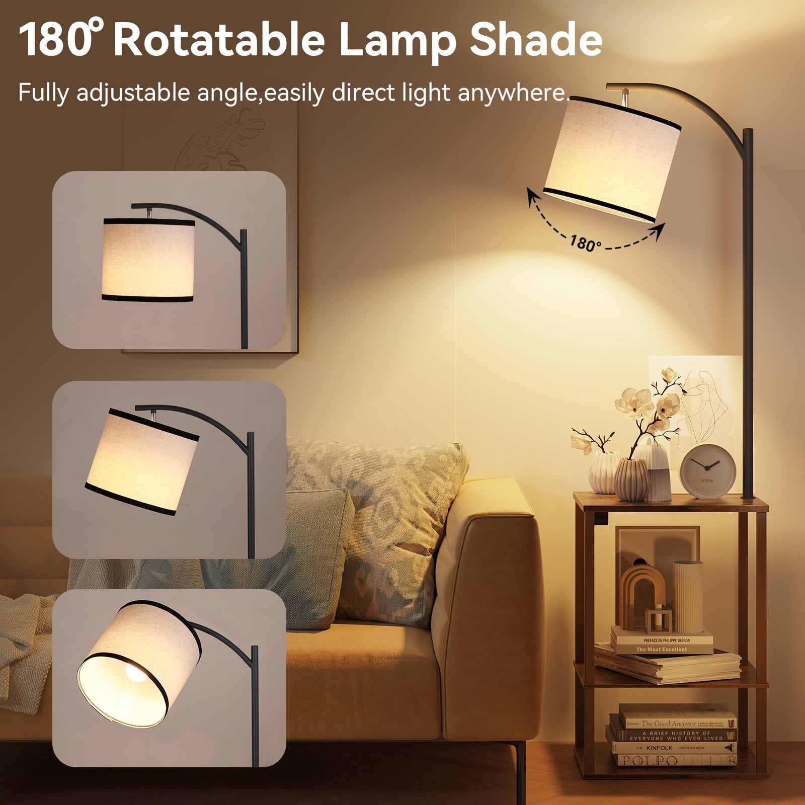 Cozylumi™ Floor Lamp with Table, Lamps for Living Room with USB Charging Station Port