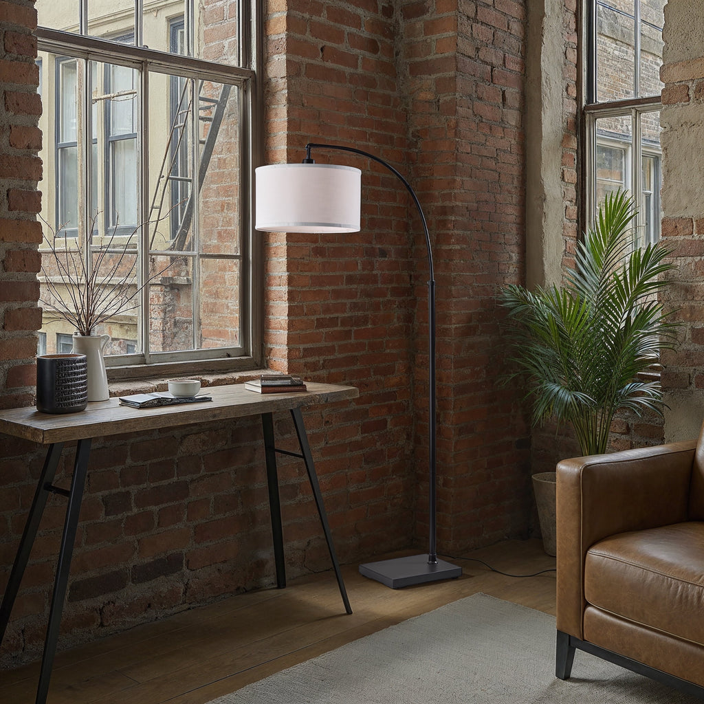 Cozylumi™ Michelle 71-Inch Metal Arc Floor Lamp with White Fabric Shade and 3-Way Switch