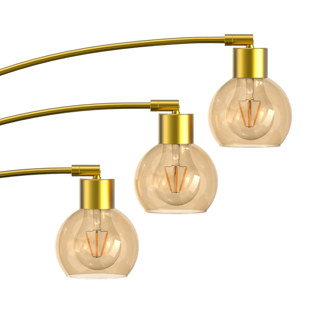 Cozylumi™ 72.8in 3-Light Arc Floor Lamp Brushed Gold , Modern Industrial Standing Tree