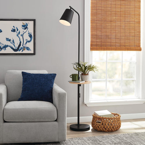 Cozylumi™ 65" Modern Adjustable Head Matte Black Floor Lamp with Black Conical