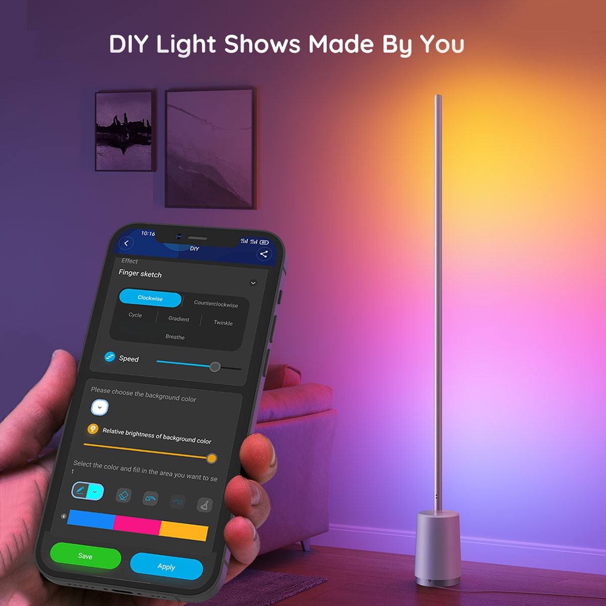 Cozylumi™ Govee RGBICWW Floor Lamp Modern - Dimmable LED, Music Sync, Remote, Smart