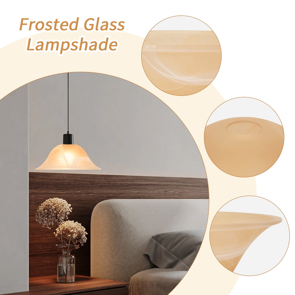 Cozylumi™ HonoDing Floor Lamp Shade with Amber Alabaster Glass Bowl