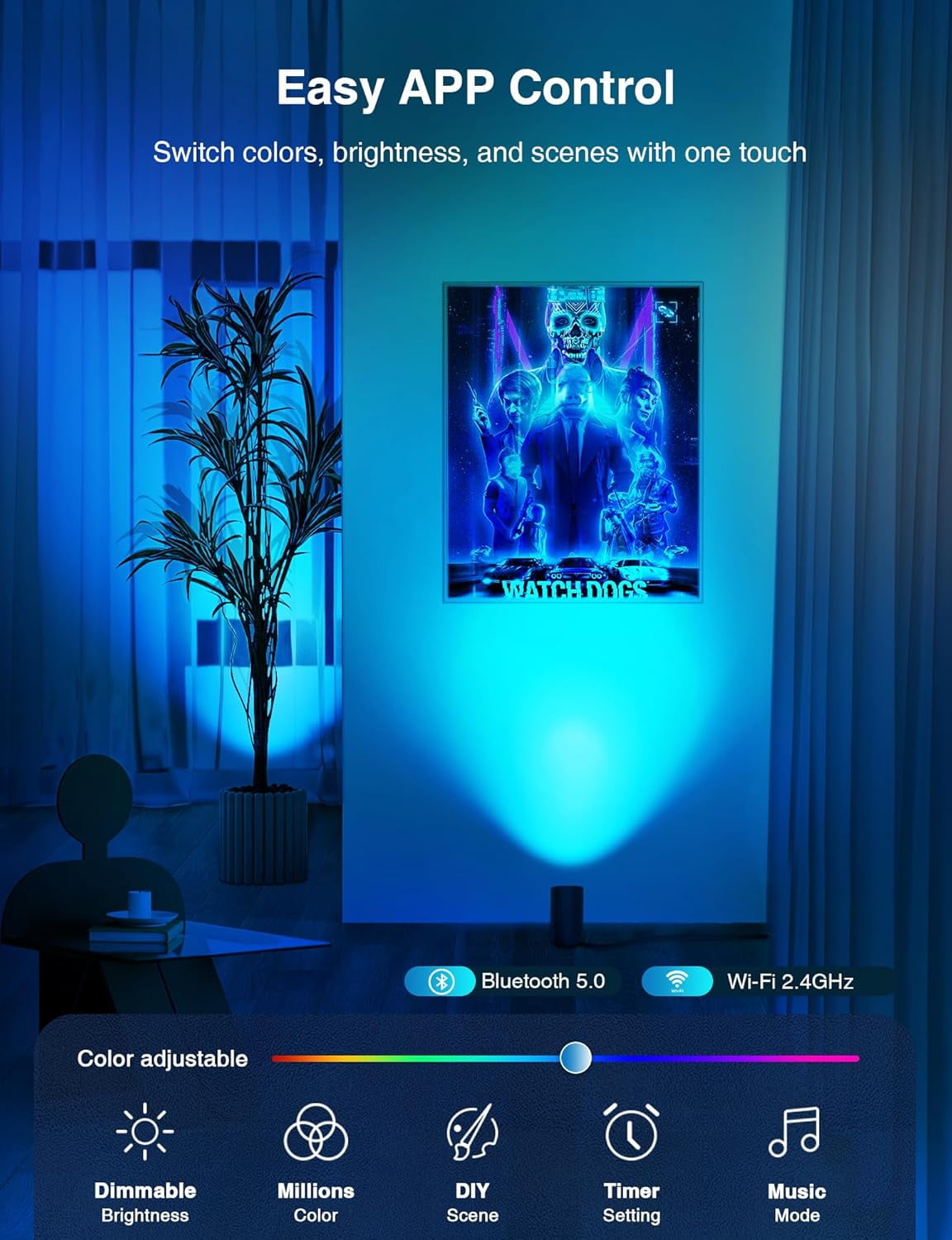 Cozylumi™ SUNVIE Smart Floor Can Lamp, RGBW Color Changing Uplight Spotlight with App