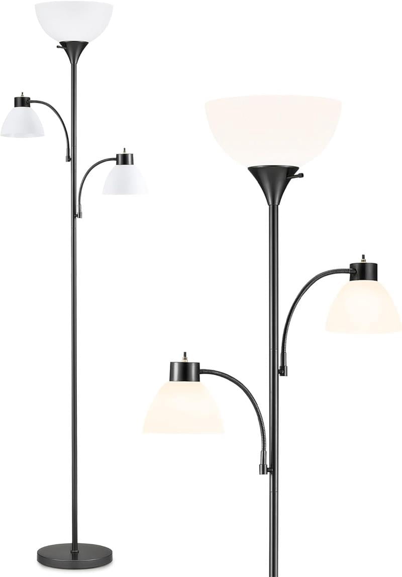 Cozylumi™ Lumadin 71'' Black Floor Lamp With 2 Adjustable Reading Lamp, Modern Design,3