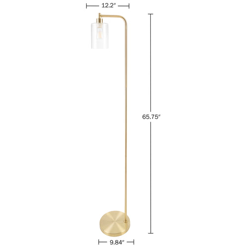 Cozylumi™ 65-inch Modern Floor Lamp with Glass Shade and LED Edison Bulb Gold