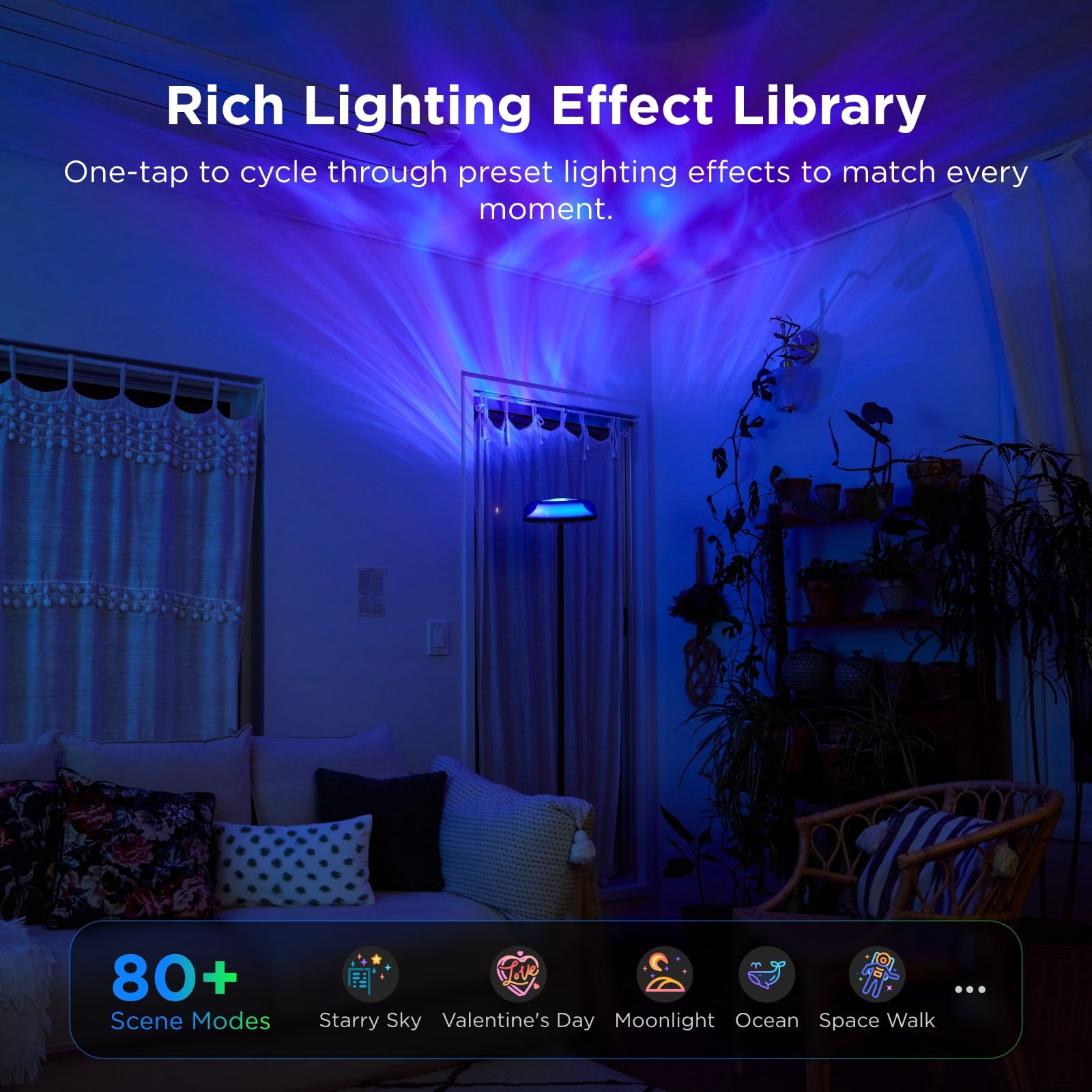 Cozylumi™ Govee Floor Lamp RGBIC Ripple Projector Modern Style - LED, Dimmable, 1000lm