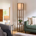 Cozylumi™ 62.25" Modern Pull Chain Weathered Floor Lamp with Natural Square Shade