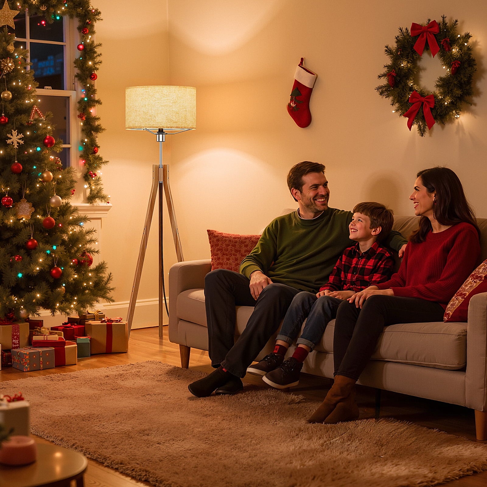 Cozylumi™ BLITZWILL Natural Wood Tripod Floor Lamp,Includes Light Bulb,E26 Base,LED