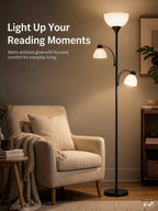 Cozylumi™ Lumadin 71'' Black Floor Lamp With 2 Adjustable Reading Lamp, Modern Design,3
