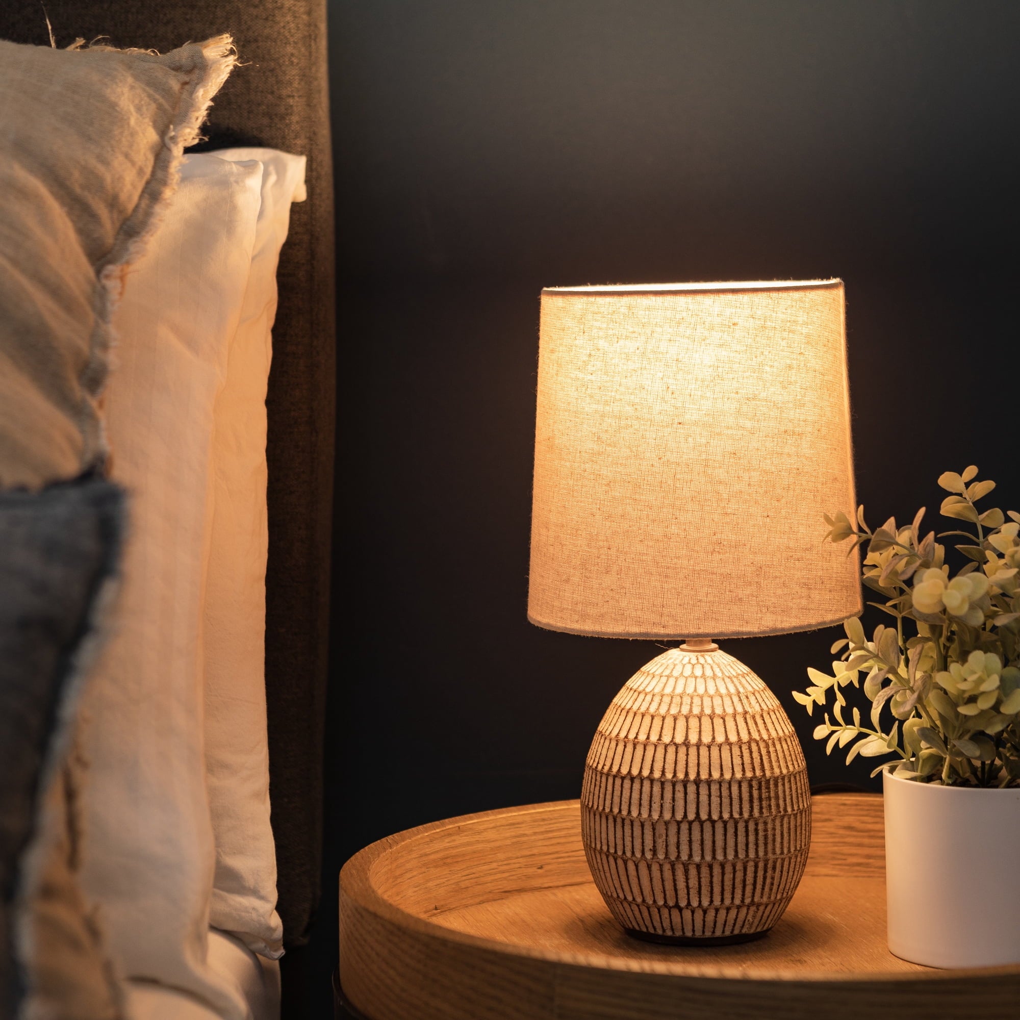 Cozylumi™ Simple Home 2-Pack Small Ceramic Table Lamps, Bohemian Carved Bedside Lamps