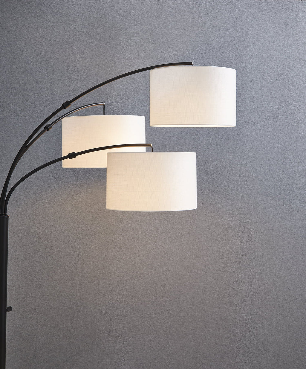 Cozylumi™ 82 in Matte Black 3-Light Arc Floor Lamp with Adjustable Shades