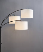 Cozylumi™ 82 in Matte Black 3-Light Arc Floor Lamp with Adjustable Shades