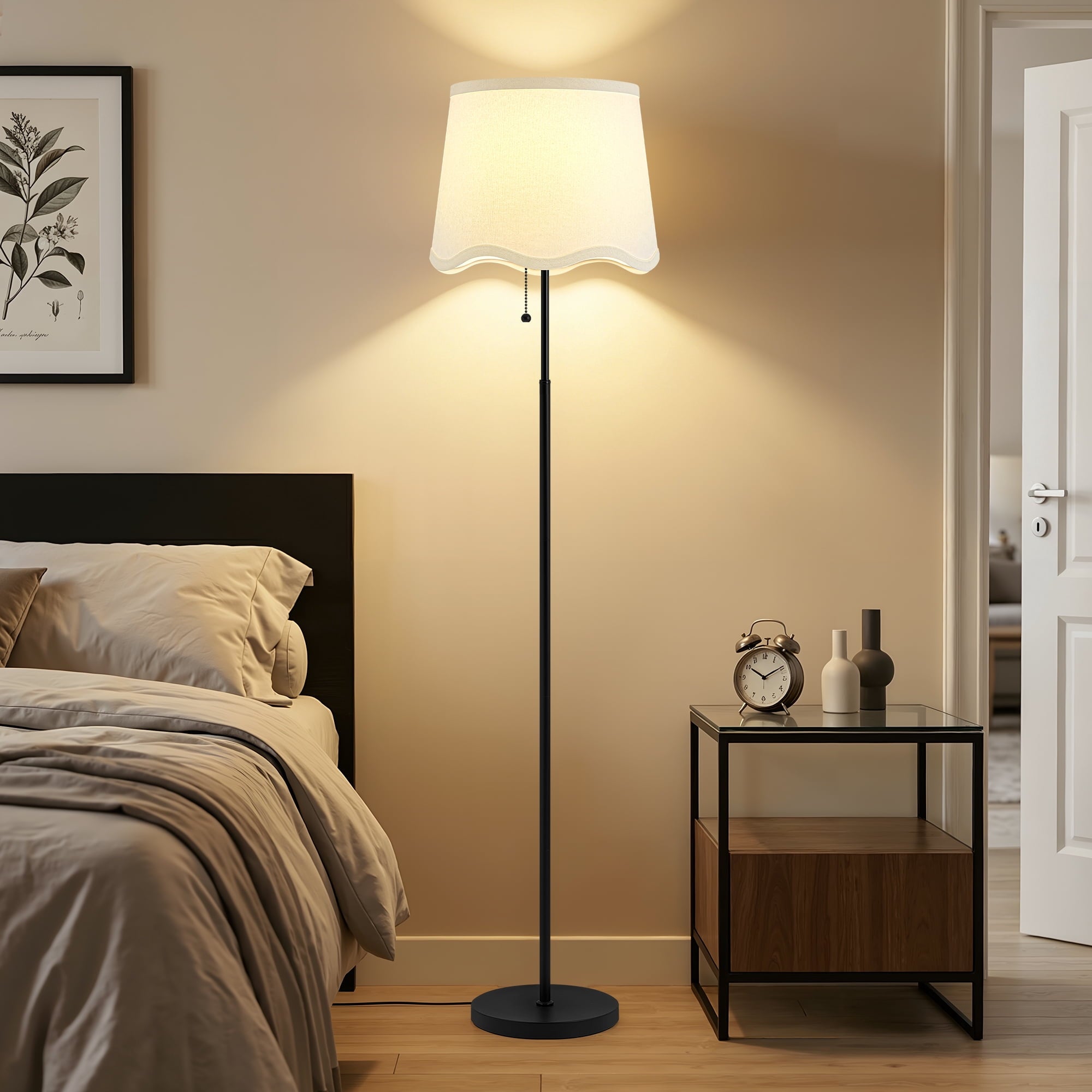 Cozylumi™ 60 Inch Adjustable Color Floor Lamp Pull Chain Light with Bulb for Home