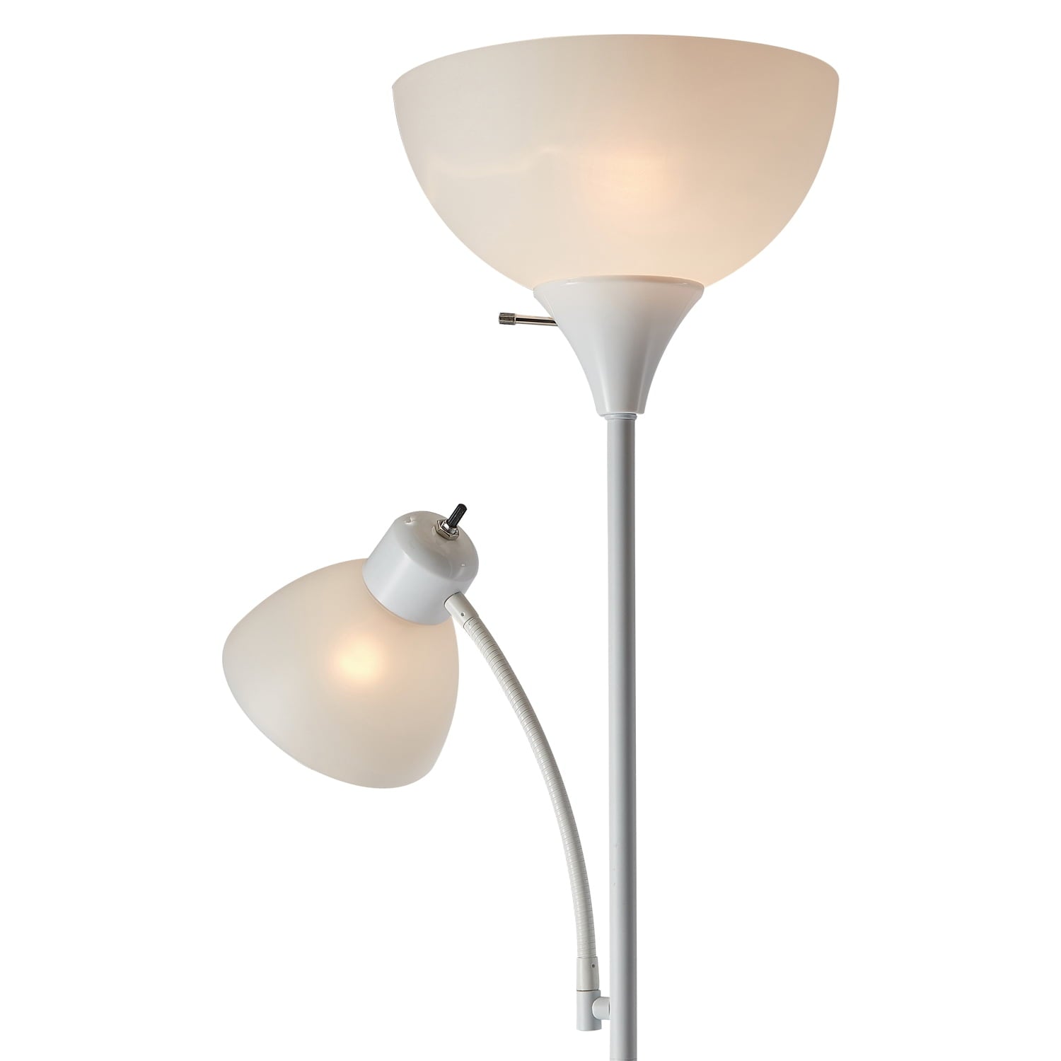 Cozylumi™ 72" Matte White Floor Lamp with Adjustable Reading Light