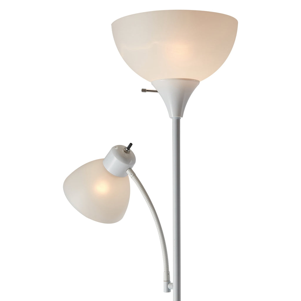 Cozylumi™ 72" Matte White Floor Lamp with Adjustable Reading Light