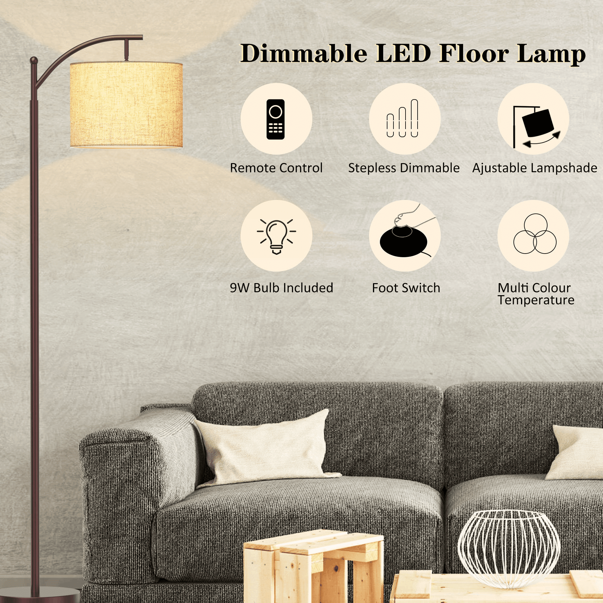 Cozylumi™ HadinEEon Floor Lamp, Standing Lamp Tall with Remote Control for Living Room
