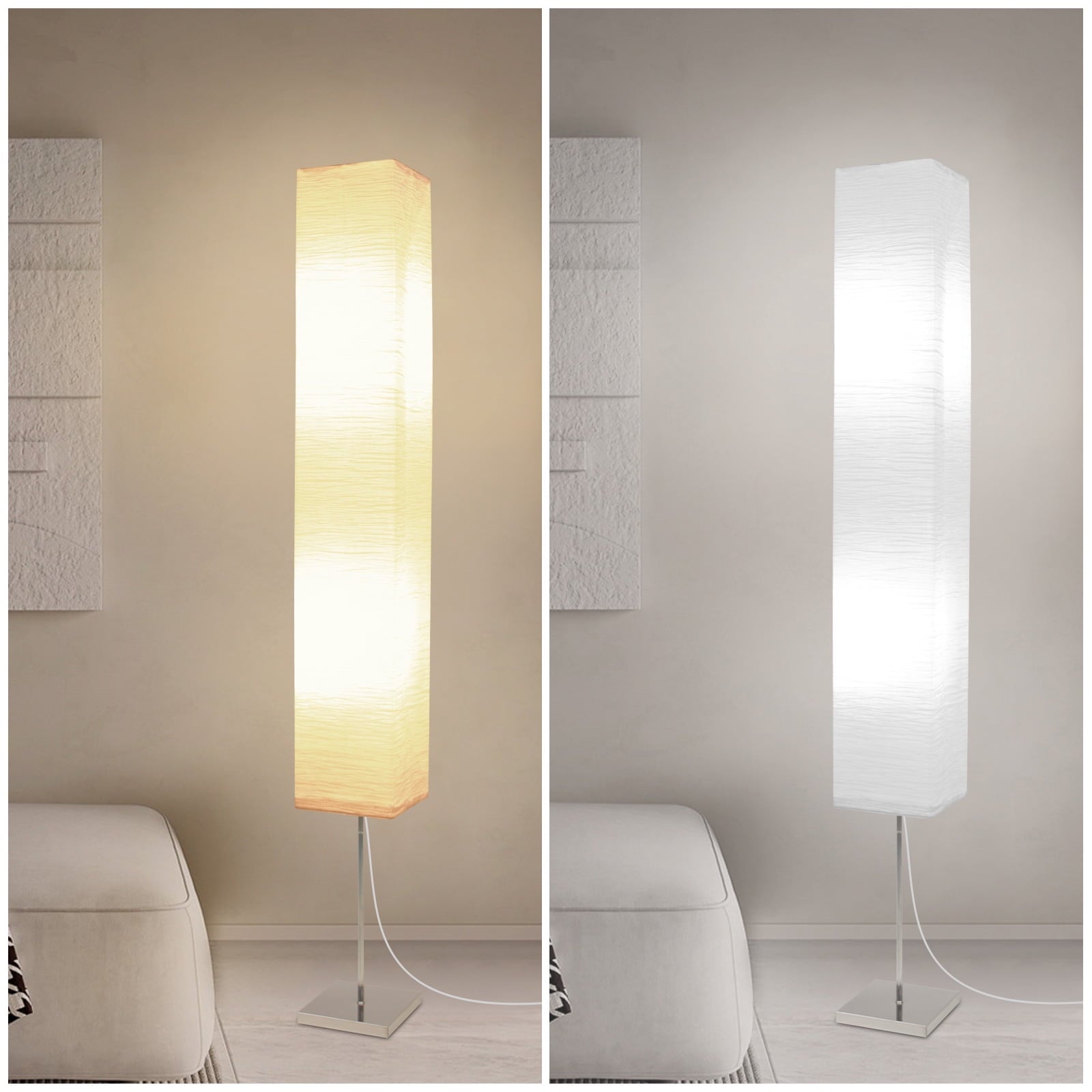 Cozylumi™ HonoDing Modern Paper Floor Lamp 59-inch Squarewith Rice Paper Lampshade