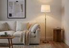Cozylumi™ 59.5 in Gold Stick Floor Lamp with White Fabric Shade