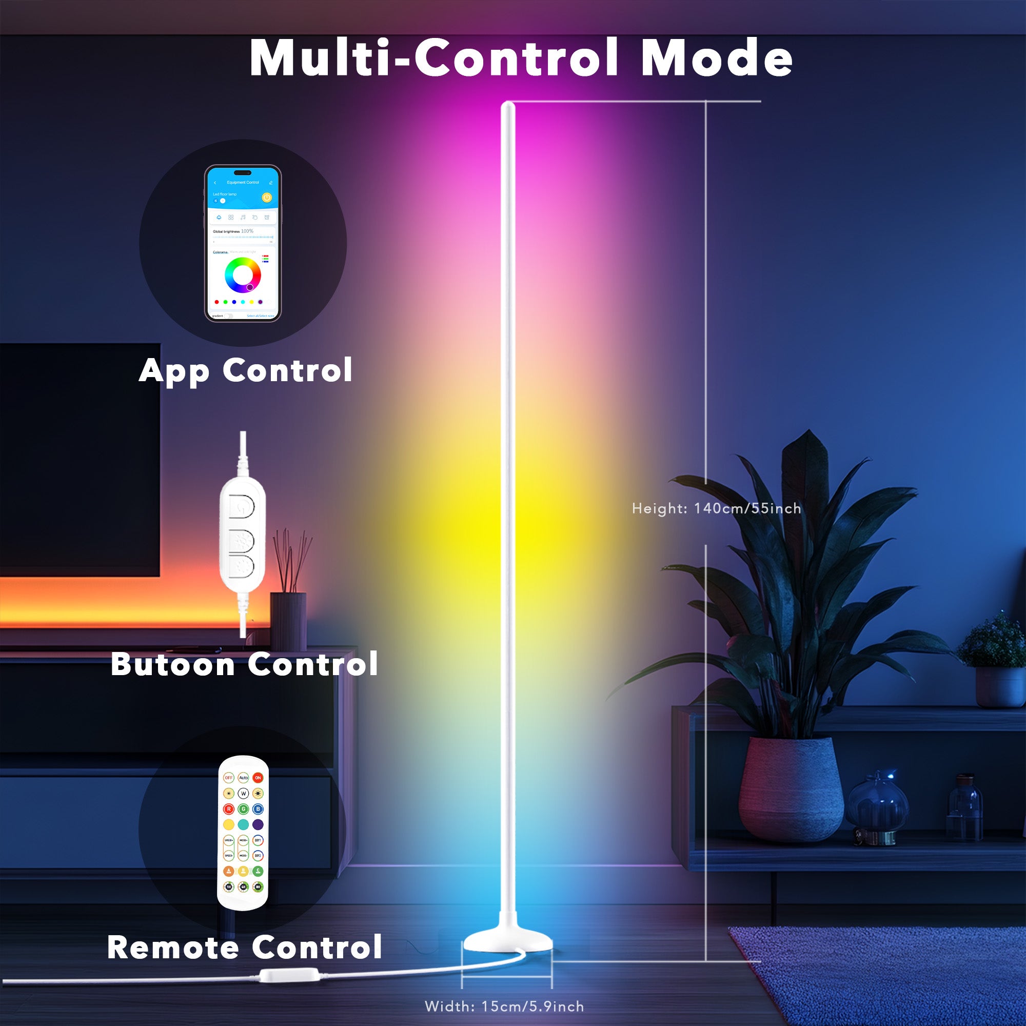 Cozylumi™ VIPLIKE Led Corner Floor Lamp,Smart APP&Remote Control Colors Changing Lamps