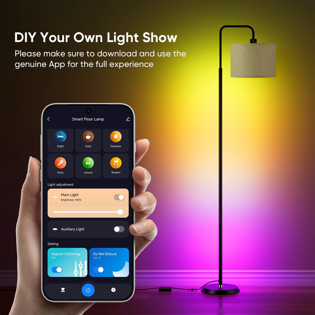 Cozylumi™ 69in Smart LED Floor Lamp with APP Control & RGB Colors Dimmable Standing