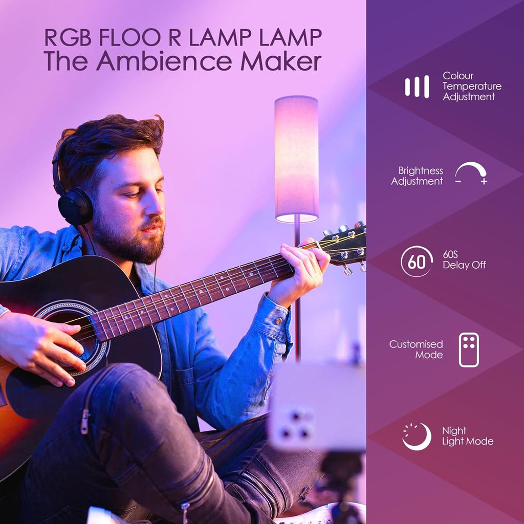 Cozylumi™ Neoglint Modern RGB Floor Lamp, Tall Dimmable Standing Light with App &