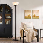 Cozylumi™ 71" New Ribbed Frosted Glass Oil Rubbed Bronze Floor Lamp, Modern Styling