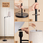 Cozylumi™ 62in Floor Lamps with Swing Arm for Living Room, Retro 350° Adjustable