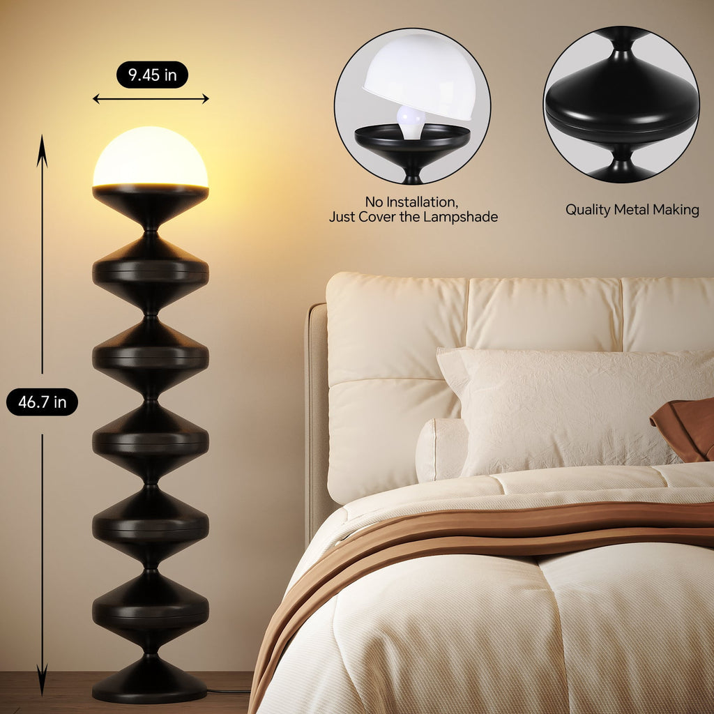 Cozylumi™ Metal Modern Floor Lamp for Living Room, Dome Shape Floor Light with Acrylic