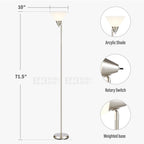 Cozylumi™ HonoDing 71-inch Adjustable Floor Lamp with Acrylic Shade & Satin Nickel Finish