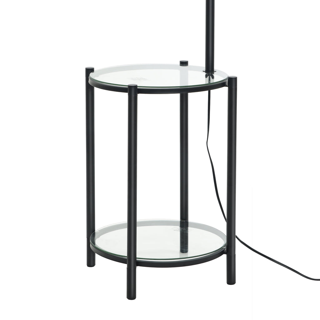 Cozylumi™ Glass End Table Floor Lamp with White Shade, Matte Black, 17"L x 17"W x 54"H