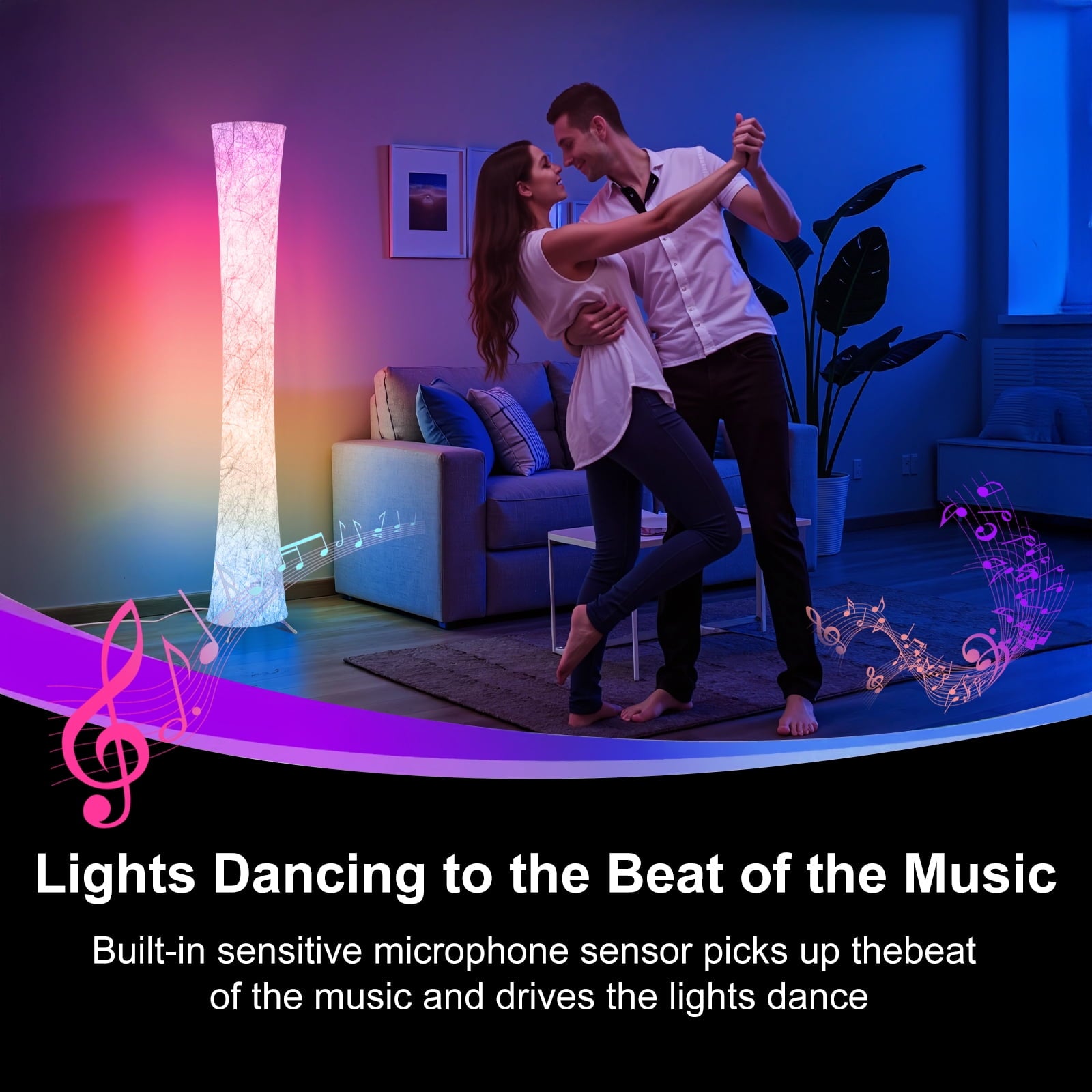Cozylumi™ Floor Lamp, 61'' Smart RGB LED Corner Lamp with Music Sync and 16 Million DIY