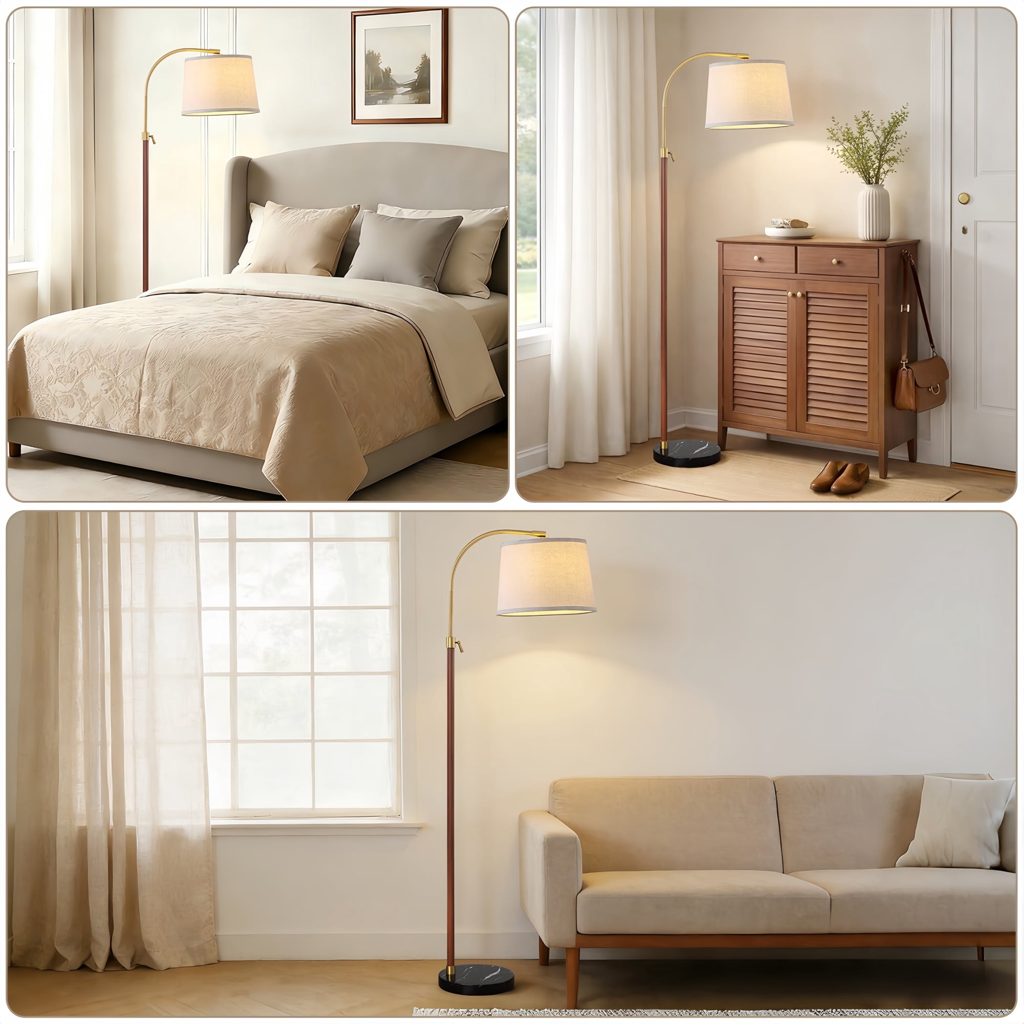 Cozylumi™ RORIA 64 Modern Floor Lamp, Height Adjustable Curved Standing Lamp,for