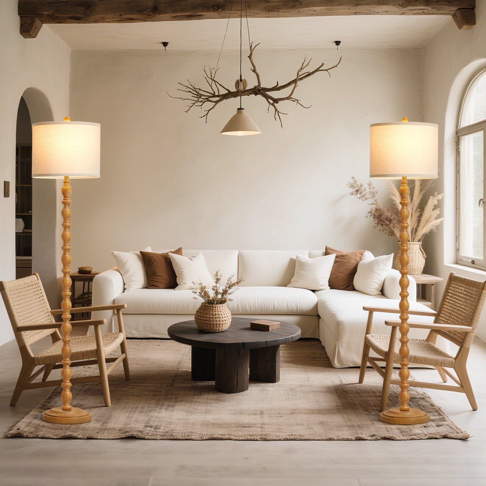 Cozylumi™ Rustic Floor Lamp with 3 Color Temperatures, 62" Resin Farmhouse Standing
