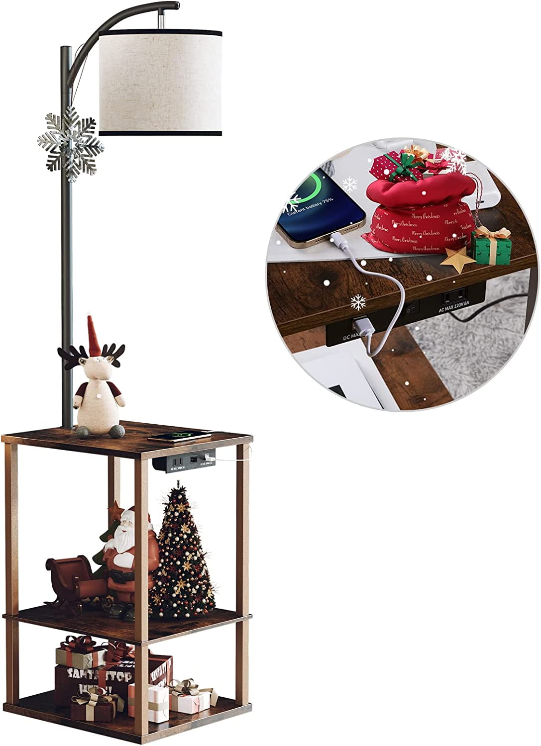 Cozylumi™ Floor Lamp with Table, Lamps for Living Room with USB Charging Station Port