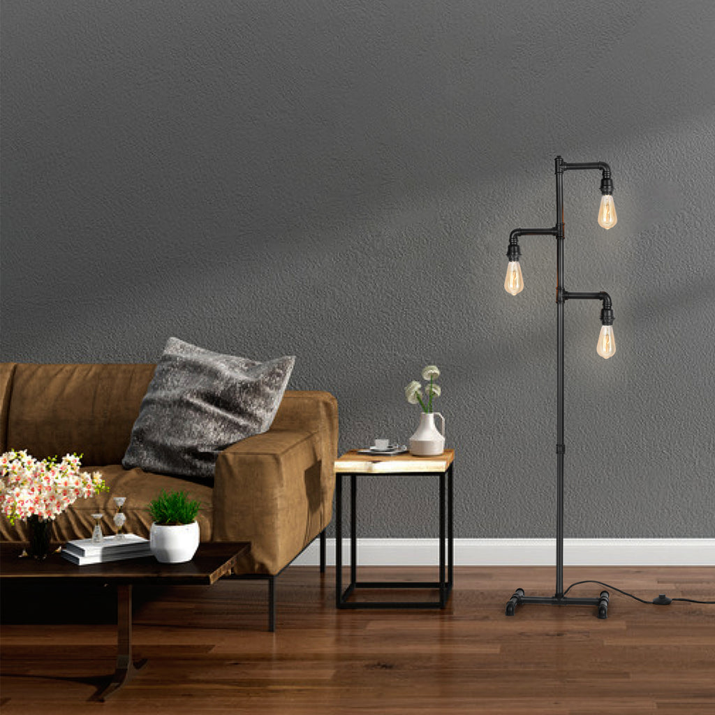 Cozylumi™ Industrial Tree Floor Lamp with 3 Adjustable Rotating Lights, E26 Edison Bulb
