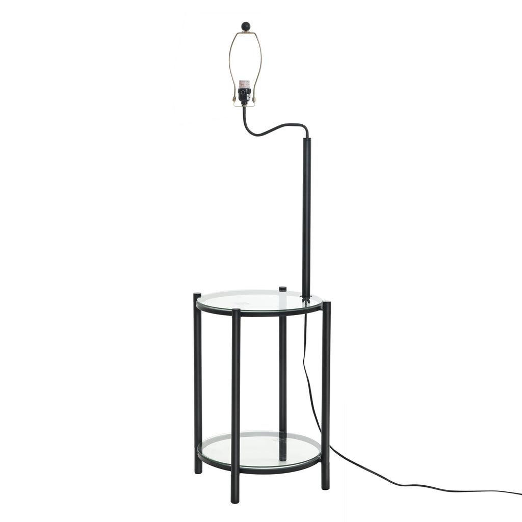 Cozylumi™ Glass End Table Floor Lamp with White Shade, Matte Black, 17"L x 17"W x 54"H