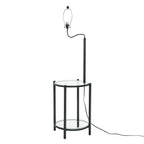 Cozylumi™ Glass End Table Floor Lamp with White Shade, Matte Black, 17"L x 17"W x 54"H