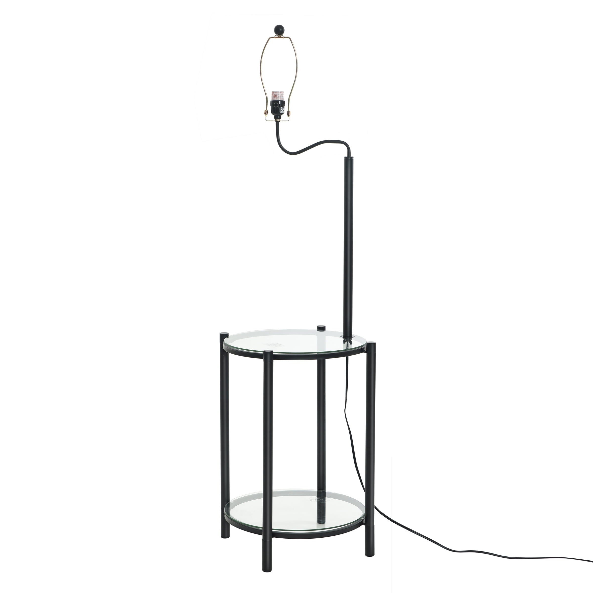 Cozylumi™ Glass End Table Floor Lamp with White Shade, Matte Black, 17"L x 17"W x 54"H