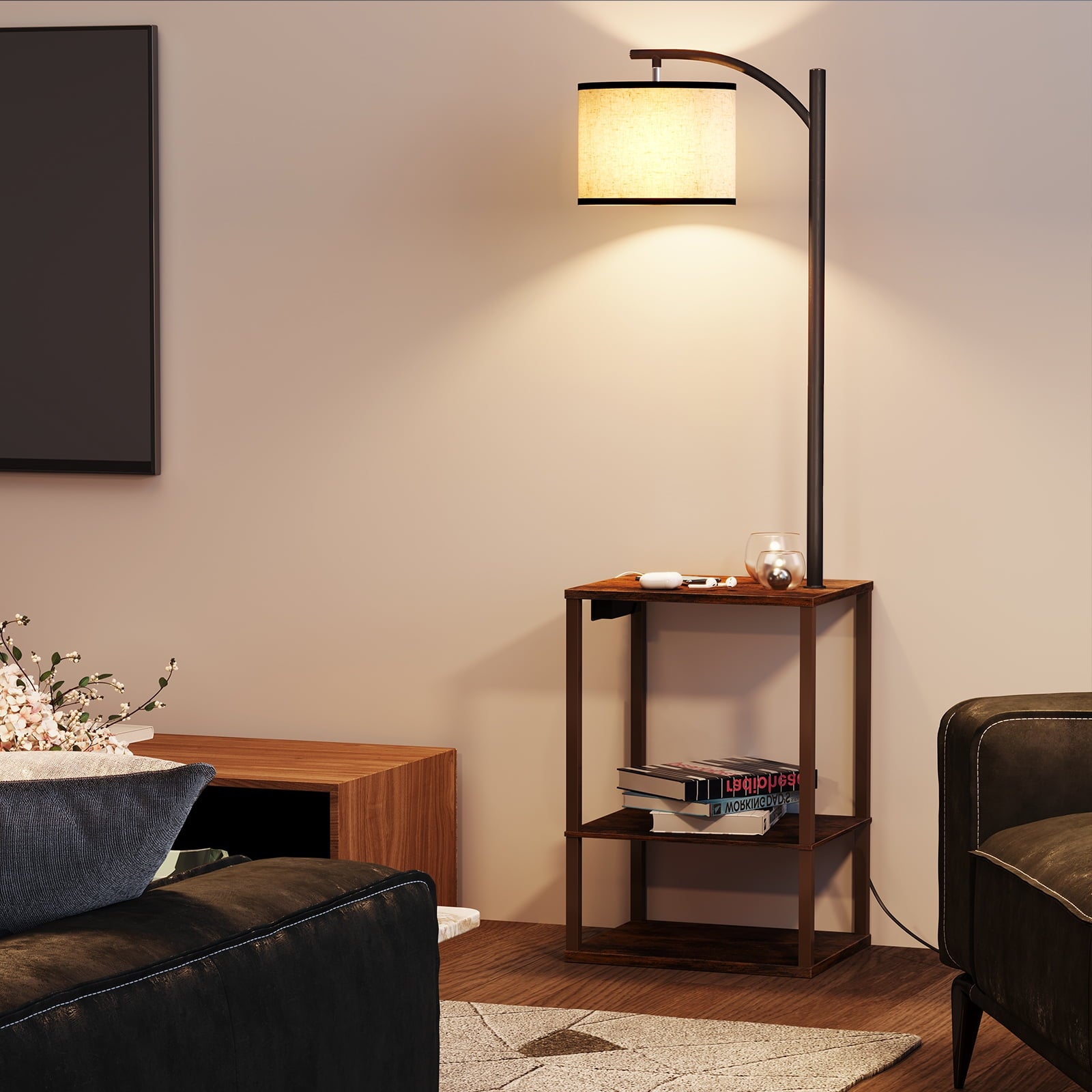 Cozylumi™ Floor Lamp with Table, Lamps for Living Room with USB Charging Station Port