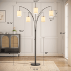 Cozylumi™ 5 Lights Tree Floor Lamp, 83.5" Large Tall Standing Lamp with Drum Linen