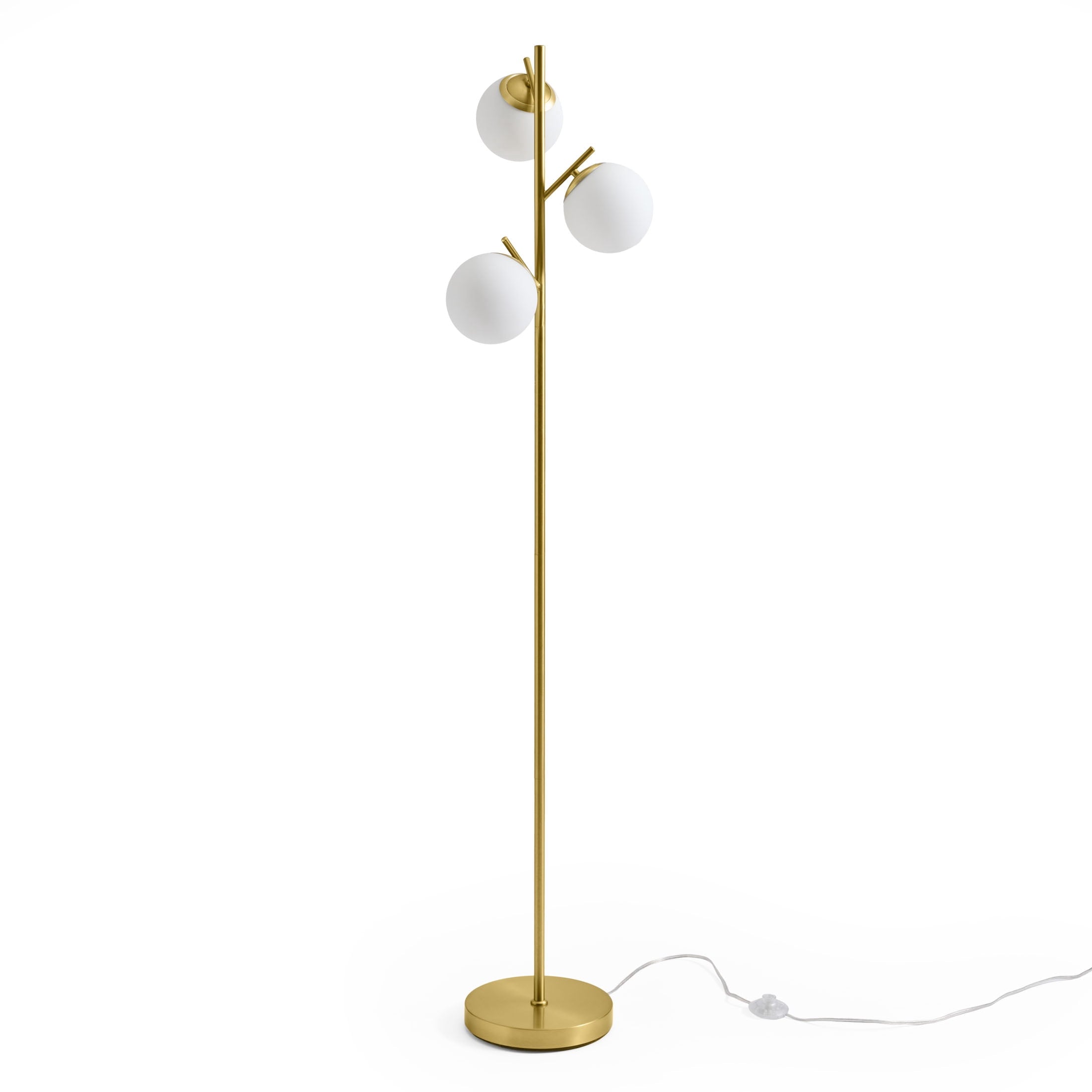 Cozylumi™ 3-Globe Freestanding Floor Lamp, 65 in, Frosted Glass Shades, Foot Switch