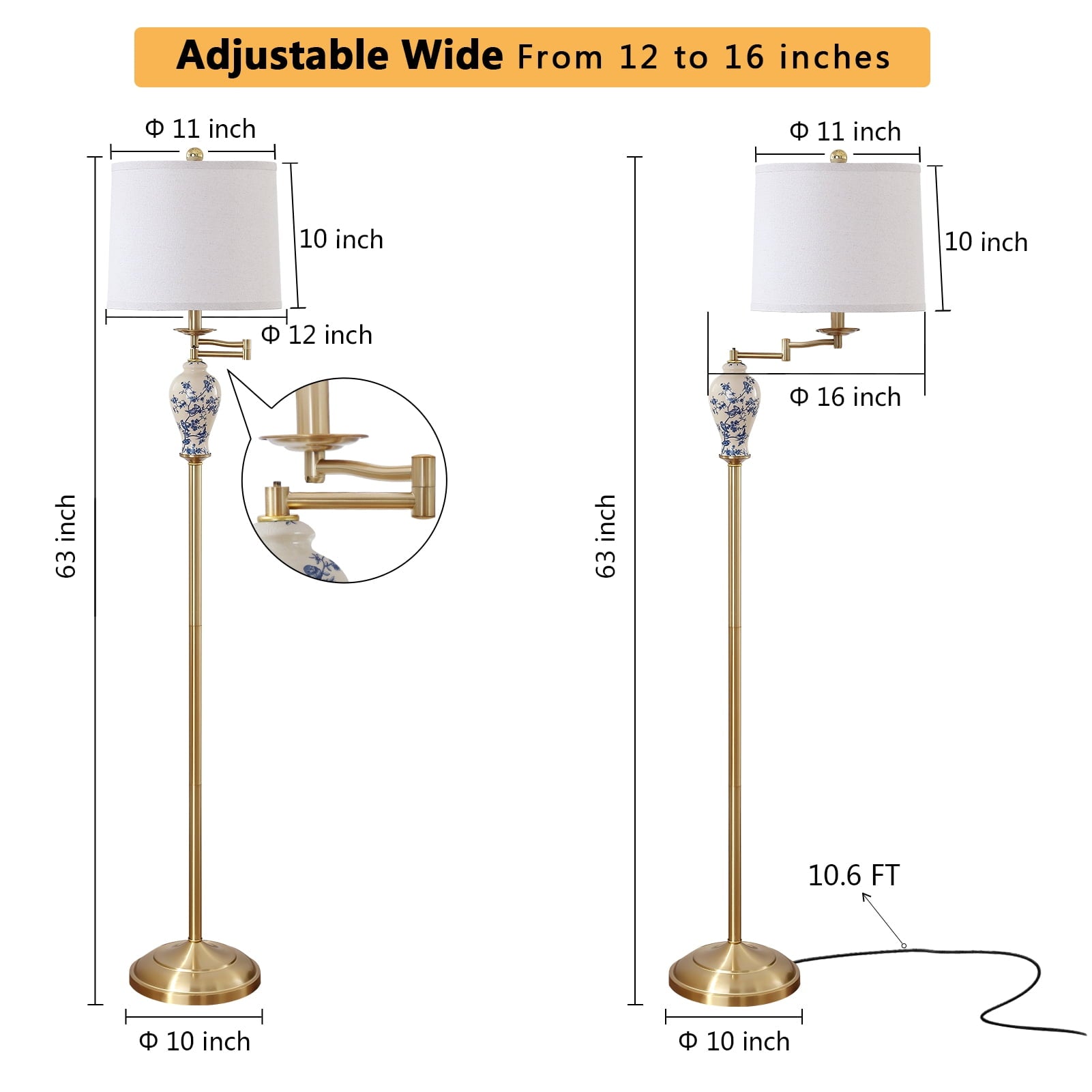 Cozylumi™ JUJUYUYOP 63" Floor lamp for the living room, with a 355° adjustable swivel