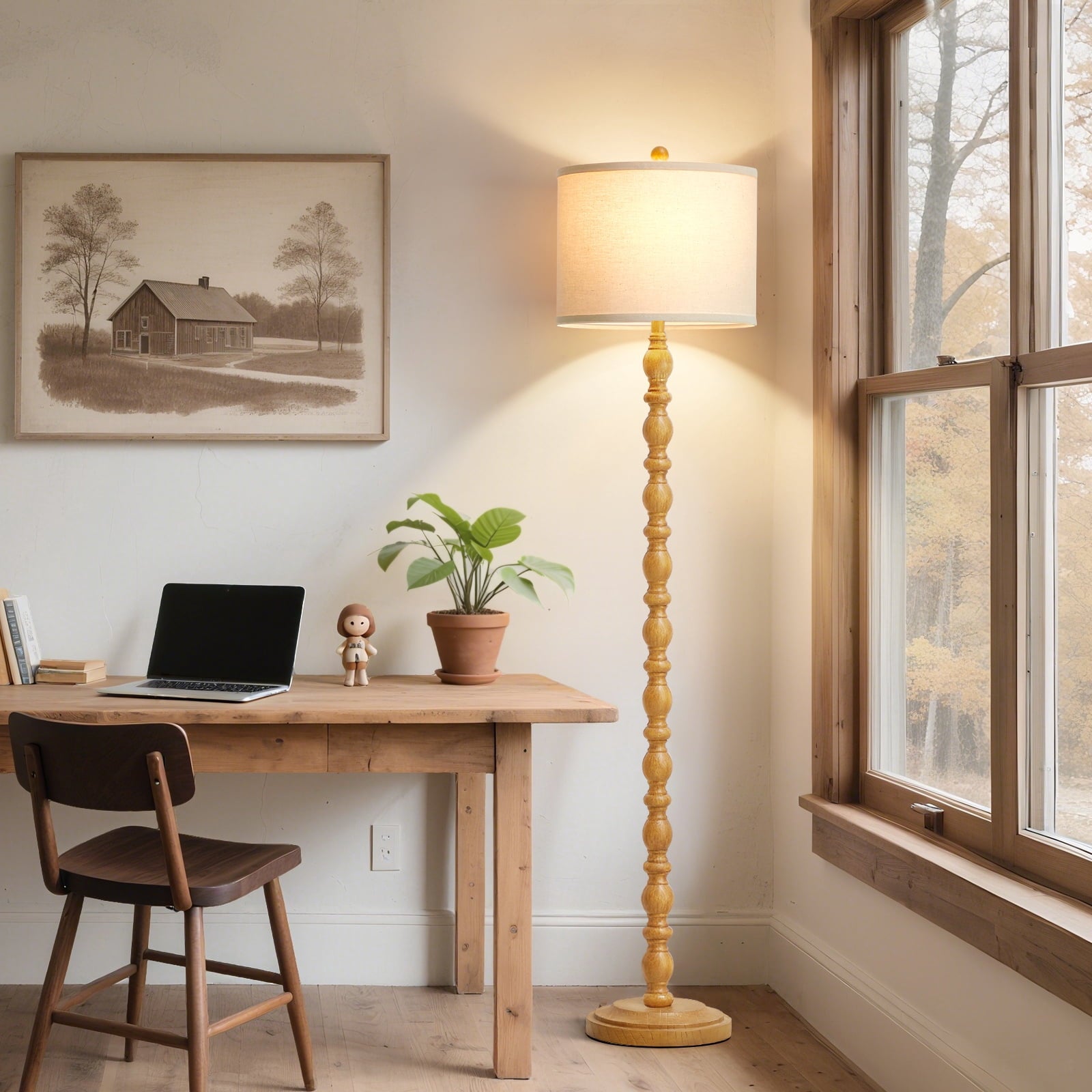 Cozylumi™ Rustic Floor Lamp with 3 Color Temperatures, 62" Resin Farmhouse Standing