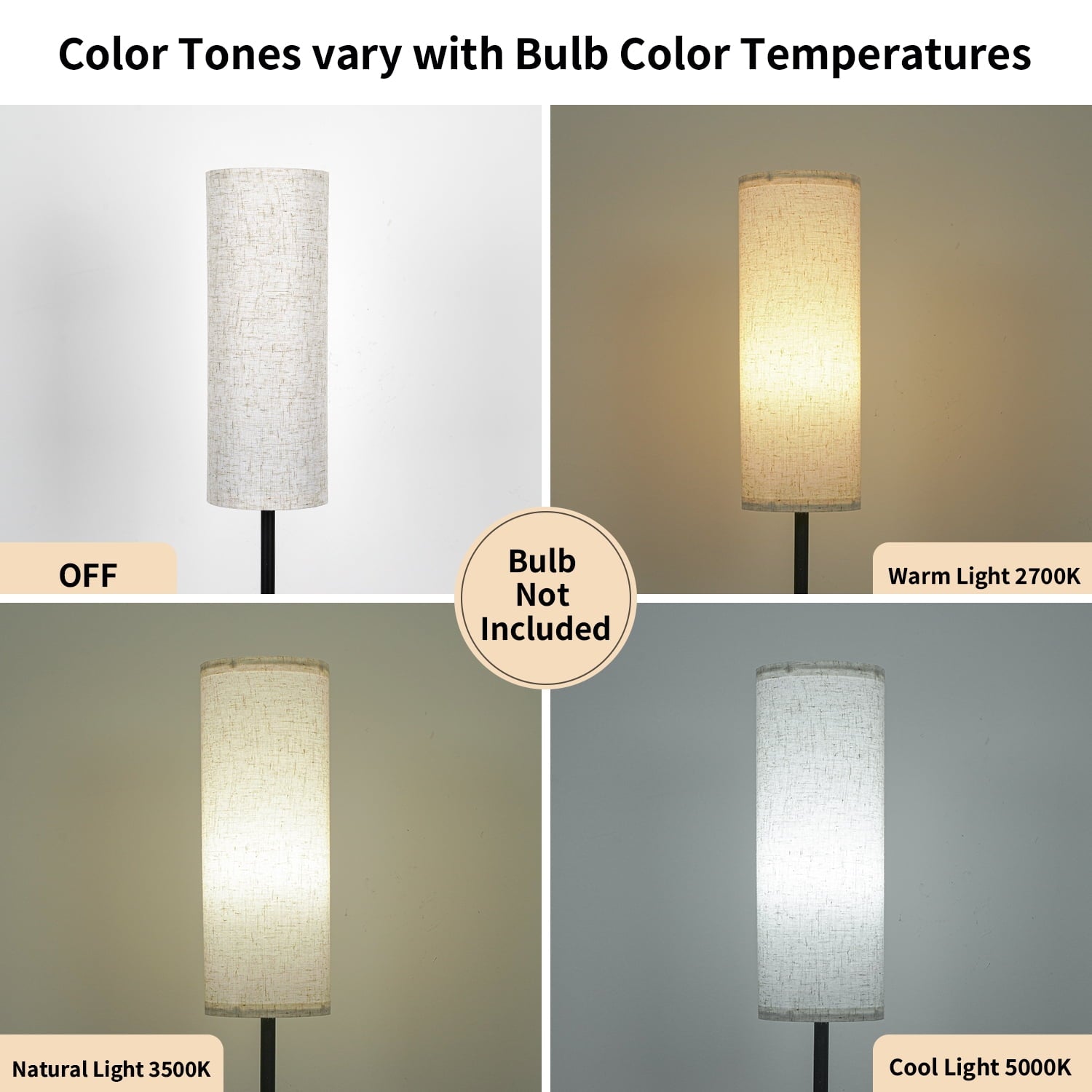 Cozylumi™ 67" Floor Lamp, Modern Standing Lamp with Beige Linen Shade, Black Pole with