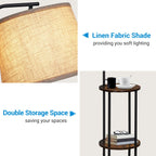 Cozylumi™ DEWENWILS Floor Lamp with Table for Living Room, 62in Rustic Farmhouse Wooden