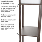 Cozylumi™ 62-inch Etagere LED Floor Lamp with 3 Tiers of Storage Shelving, Brown